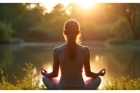 Person meditating in a serene environment